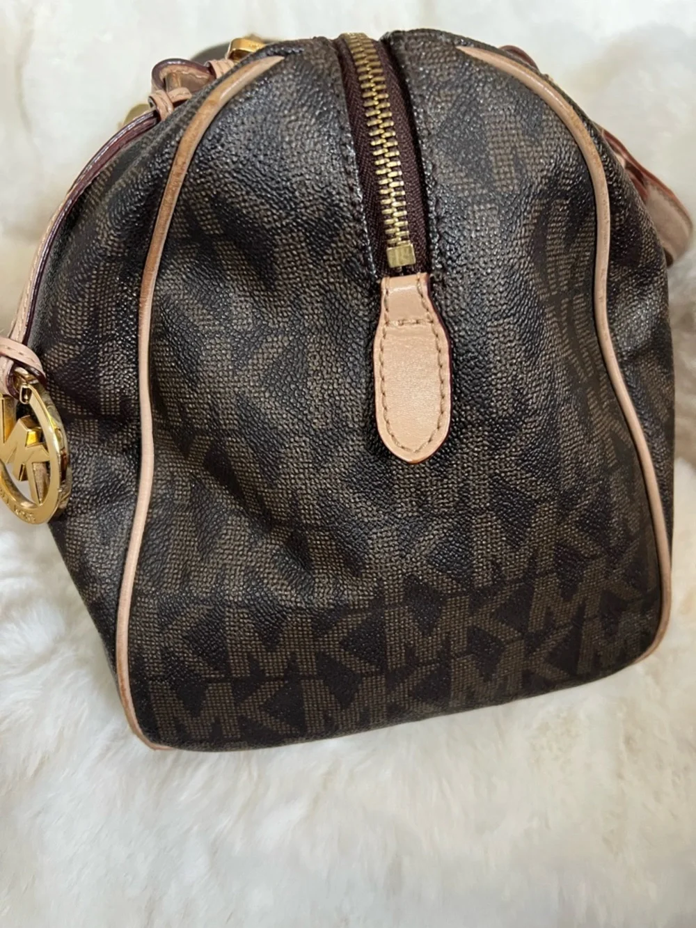 Michael Kors Brown Monogram Grayson Satchel with Gold Hardware vintage - Picture 11 of 16